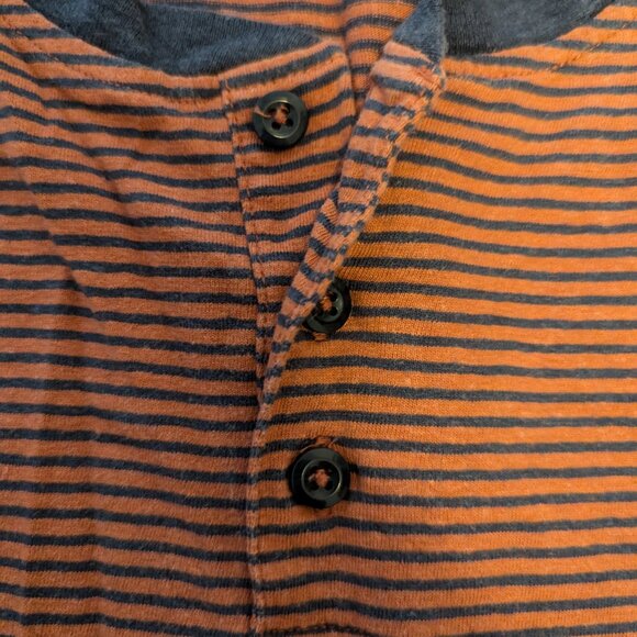 Men's Frank & Oak Red Blue Stripe Henley - Picture 4 of 7